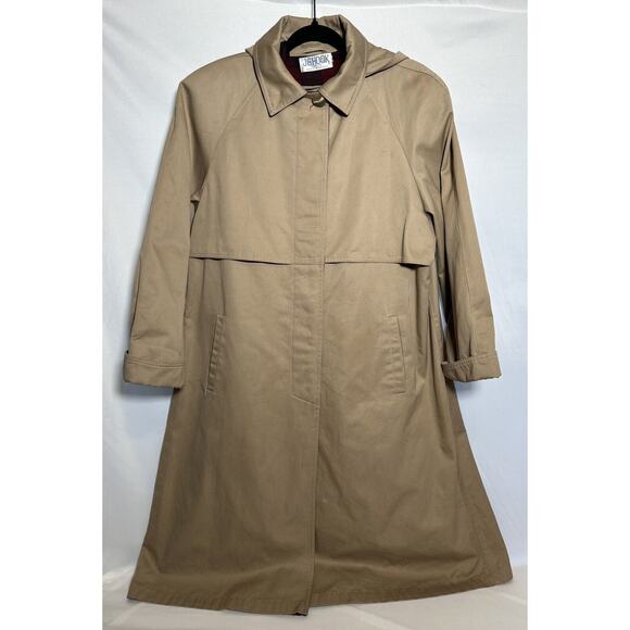 Vintage JG HOOK Raincoat Jacket Pea Coat Tan Structured Size In Pictures - Picture 1 of 10